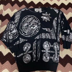 Black and Silver Graphic Women's Sweater